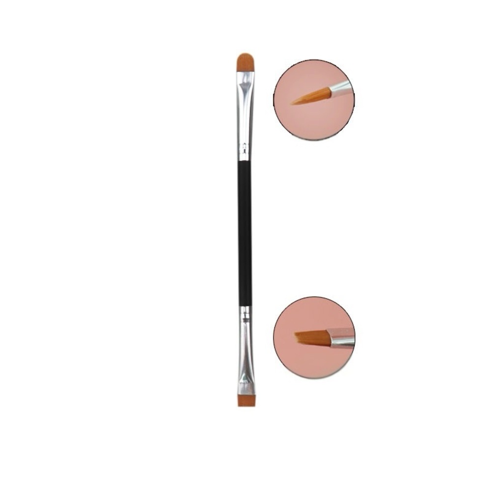 Professional Dual-Ended Makeup Brush - Black and Silver